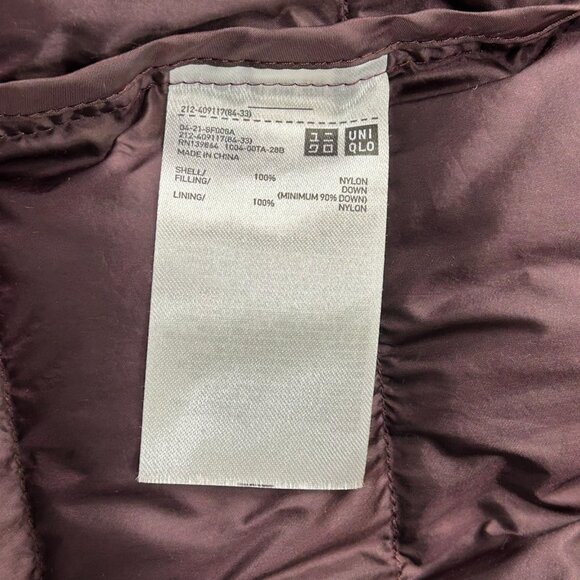 Uniqlo Down Jacket Womens XS Collarless Quilted Puffer Parka Coat Purple - Picture 6 of 9